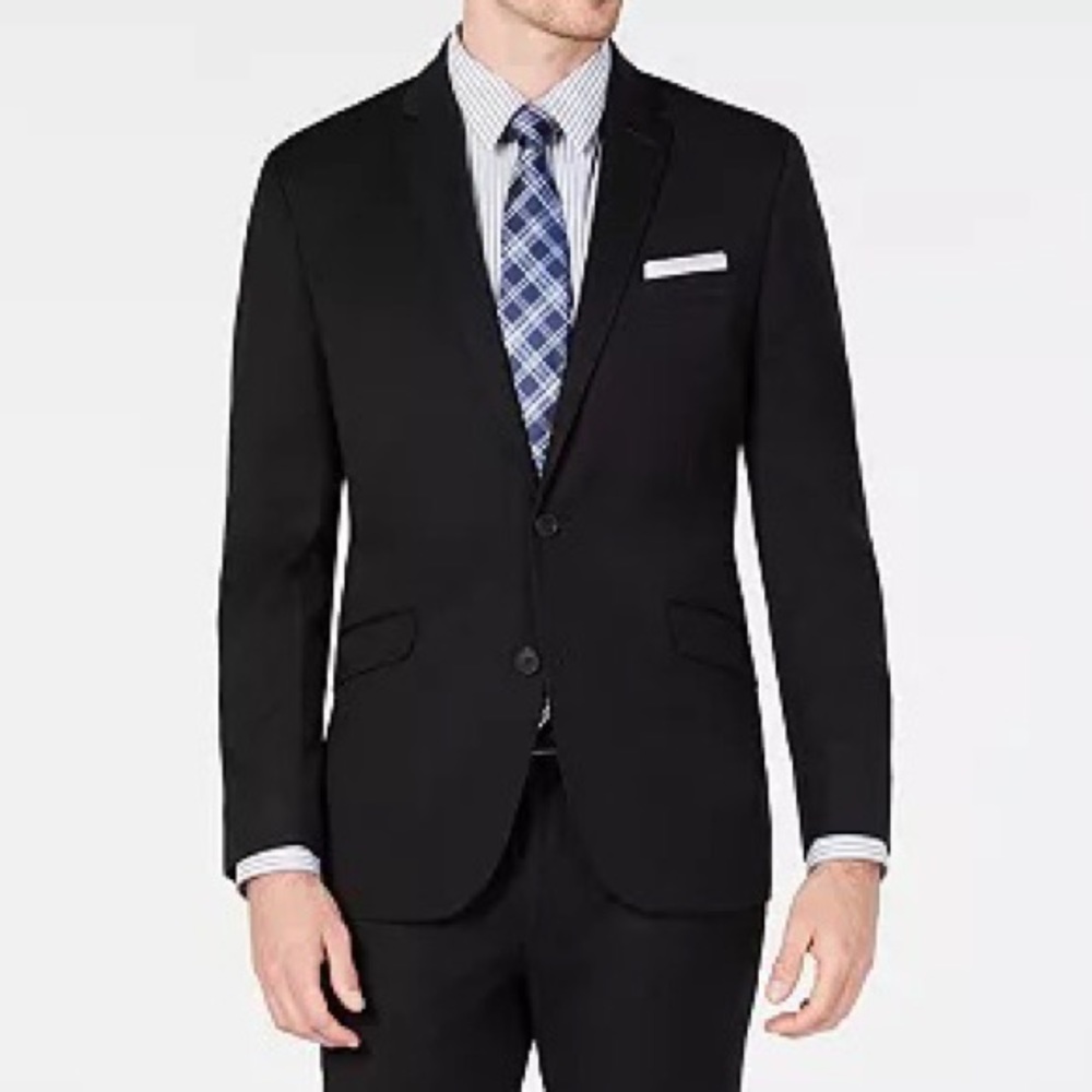Kenneth Cole unlisted black solid suit jacket size 46R